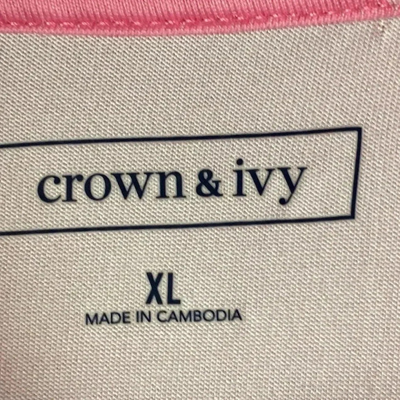 CROWN AND IVY MENS SIZE XL PINK POLO SHIRT WITH WHITE TIE DYE STRIPE CLEAN - Picture 6 of 11